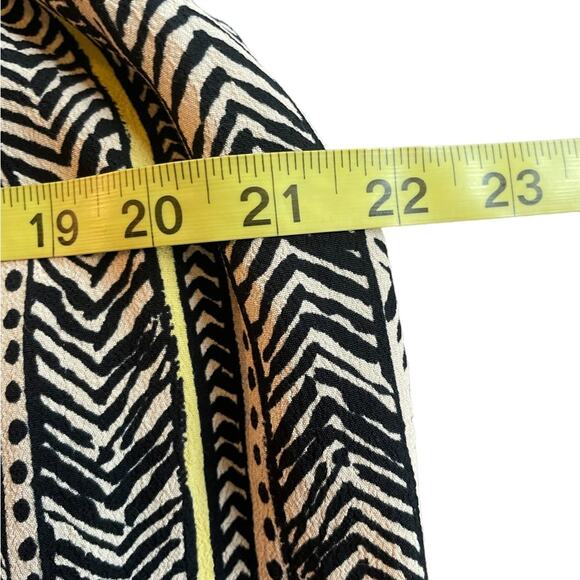 Ann Taylor Loft Midi Dress 10 Petite Casual Aztec Geometric Sleeveless Black Tan - Picture 8 of 11